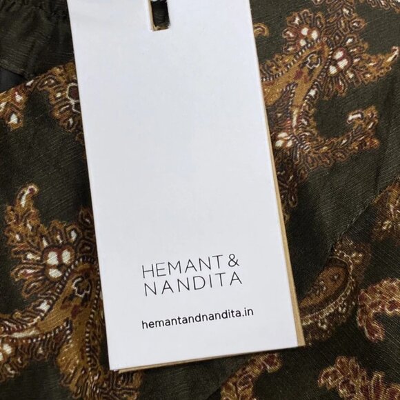 NEW HEMANT & NANDITA Women’s Omya Boho Flare Ruffle Mini Skirt – Brown– Size L - Picture 3 of 7